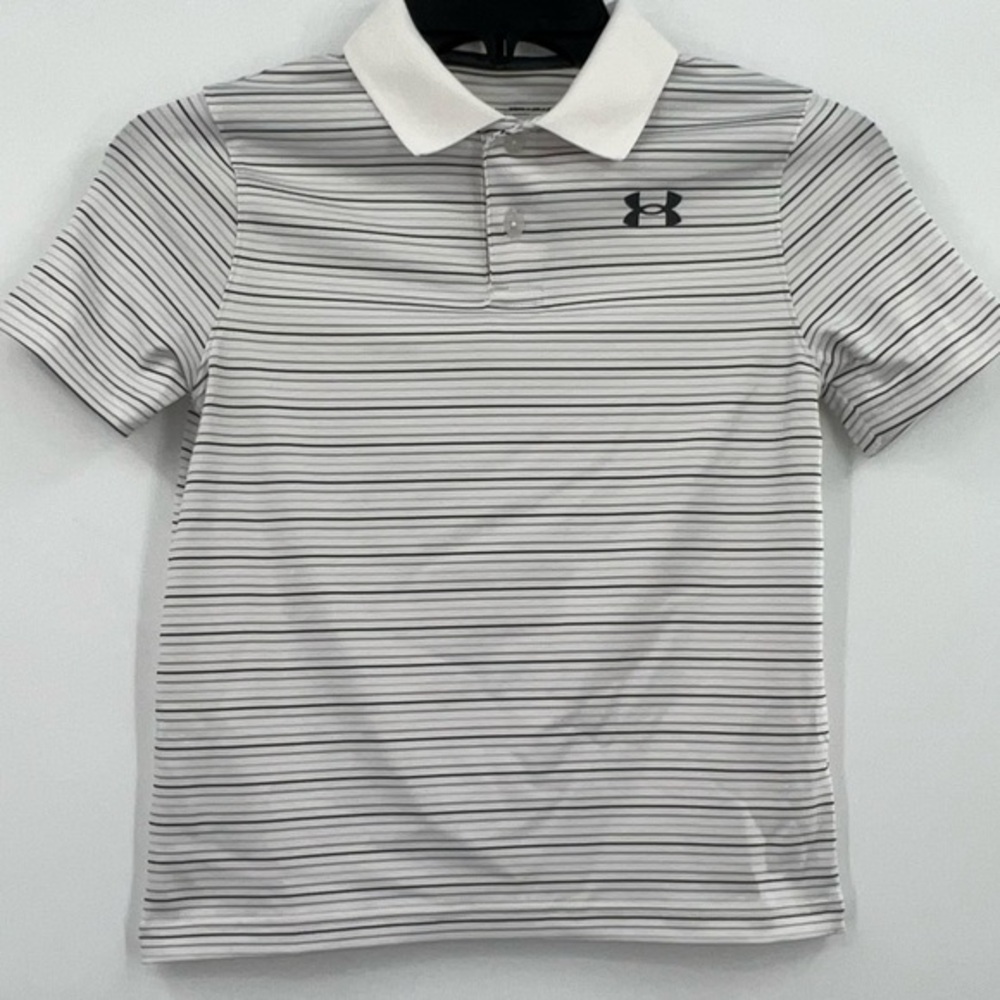 Under Armour Black and White Polo Shirt Performance Stripes